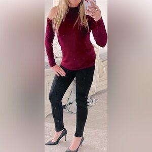 MICHAEL KORS W’s One Shoulder Luxe Longsleeve blouse/shirt|Maroon|Size S |Worn1x